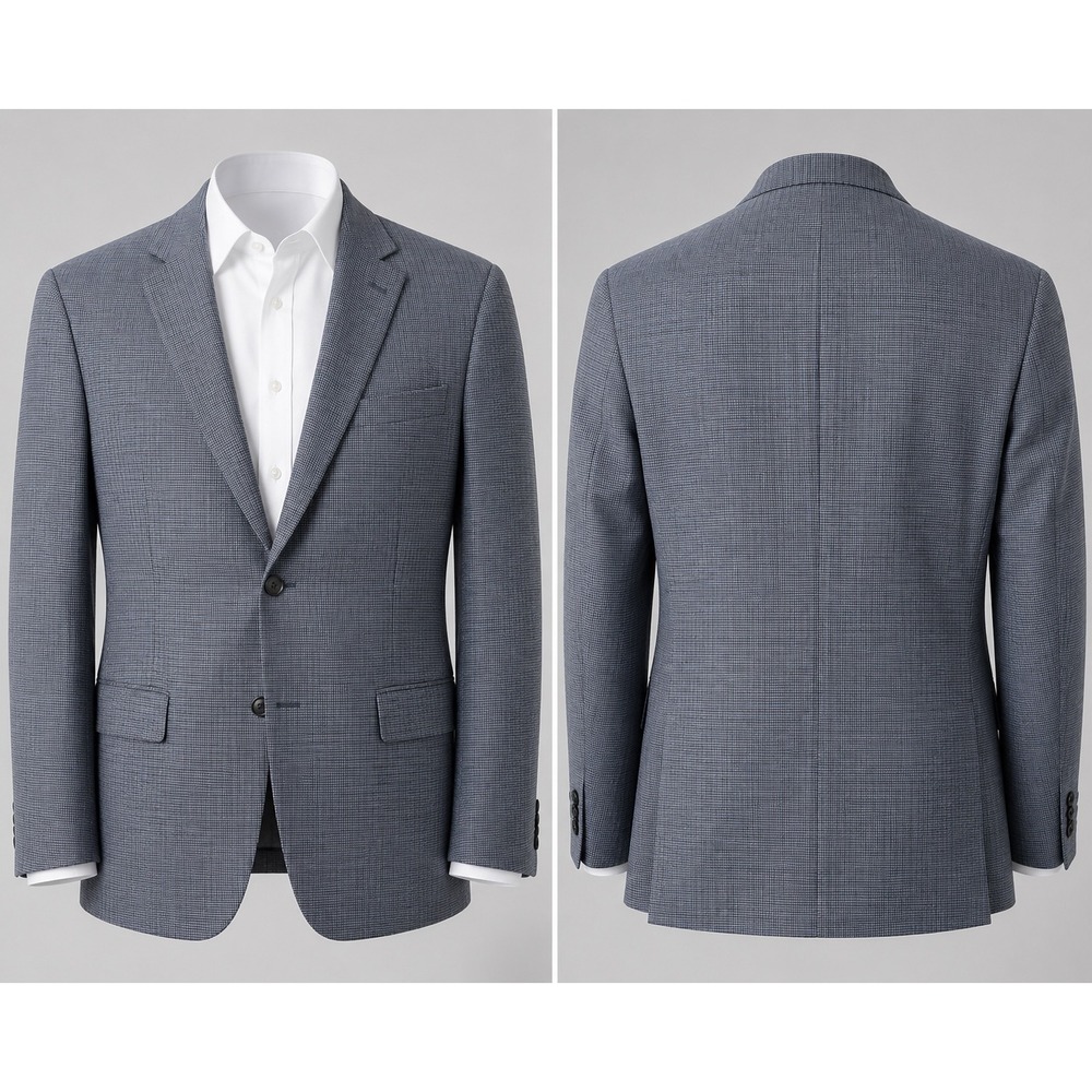 Hart Schaffner Marx 48R Sport Coat Gray Blue Gunclub Check Wool Blend Blazer USA